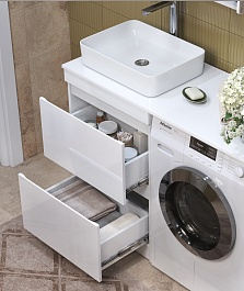 Vigo Мебель для ванной Urban 600-0-2 со столешницей под стиральную машину белая – фотография-9